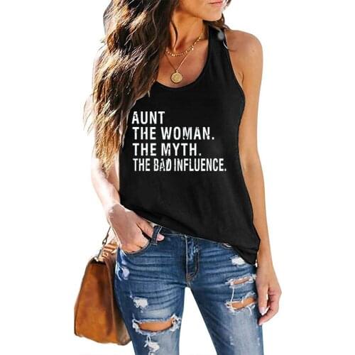 Women Tank Top Summer Loose Top Femme Sleeveless Vest for Ladies Aunt The Women The Myth The Bad Influence Print Funny