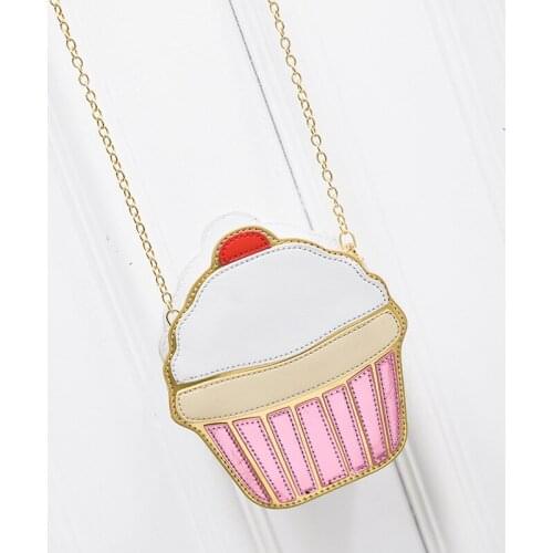 2020 Cute Ice Cream Cupcake Women Bag PU Leather Small Chain Clutch Girl Messenger Crossbody Shoulder Bags Female Purse Handbags