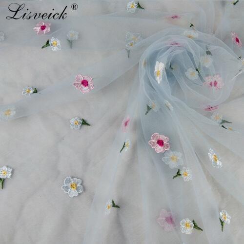 1yard Small flower Embroidery Net Lace Fabric For dress skirt Cloth African French Tulle Lace For Wedding Garment Accessories