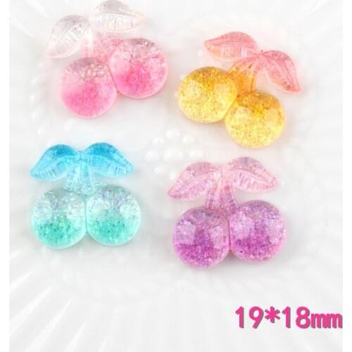 10pcs 19*18MM DIY resin decorative color cherry charms pendants kawaii cabochon ornament craft decoration fashion jewelry making