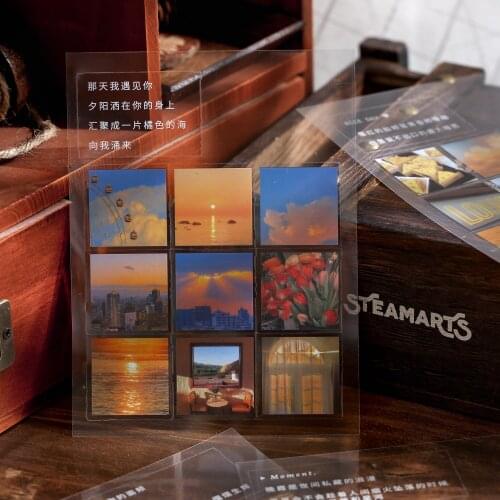 4 Sheets Retro INS jiugong grid Sticker Travel Scenery Flower Decoration Diary Scrapbooking Label Sticker Stationaries Sticke