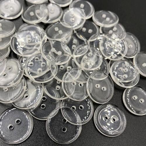 50P 18MM Transparent 2 Holes Plastic Buttons Apparel Supplies Sewing Accessories Wholesale PT177