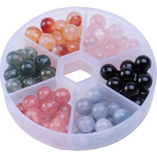 8mm agate stone powder crystal watermelon crystal imitation sea Lanbao natural stone bead DIY boxed beads accessories