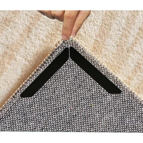 8 pcs)Rug Grippers for Hardwood Floors, Anti Slip Rug Grippers with Non Curling Washable and Reusable Non-Trace Removable