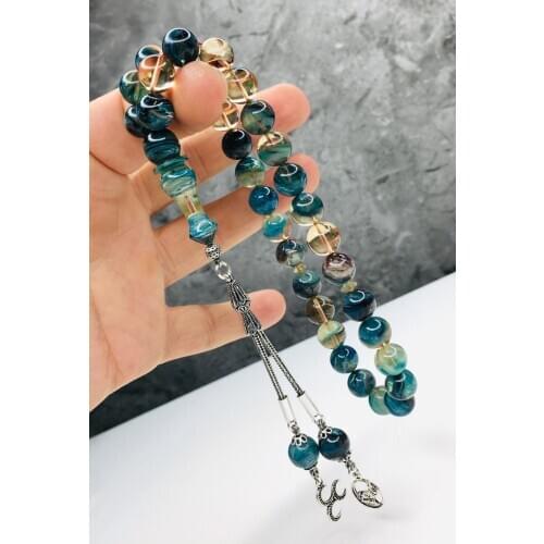 TESBİHEFENDİ 925 Sterling Silver Tassel Sphere-Cut Fire Amber Turkish handmade custom design Islamic prayer beads