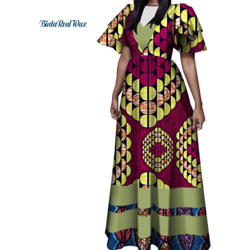 2019 African Print Dresses for Women Bazin Riche African Clothes Applique Long Evening Dresses Dashiki African Clothing WY4431