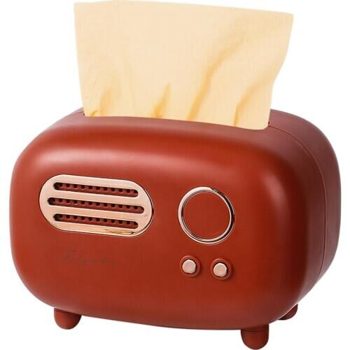 Car Tissue Box Towel Sets Retro Radio Model Tissue Box Holder Auto Interior Storage Decoration For Kitchen Living Room Bedroom