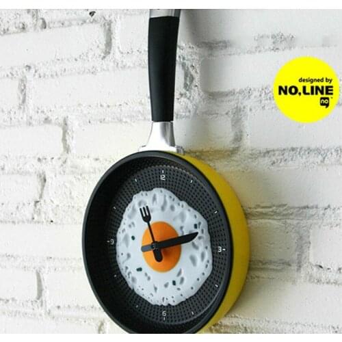 Creative Pan Omelette Pan Hanging Clock Omelette Silent Clock Kitchen Furnishings Fashion Ornaments