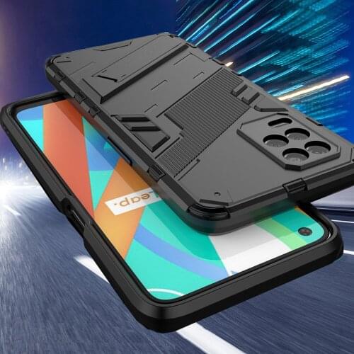 Punk Phone Case for Oppo Realme V13 5G Anti Shock Lens Protection Back Build-in Kickstand Phone Cover Realme V13 Stand Capas