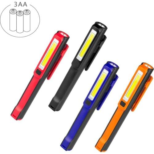 COB LED Flashlight Mini Penlight Magnetic Working Light Torch Inspection Lamp Pocket Clip Light Portable Lanterna For Car Repair