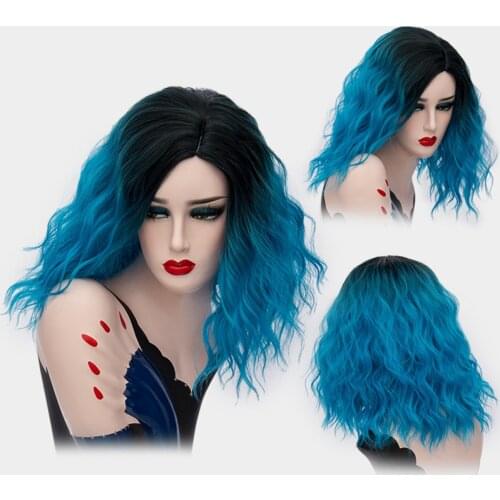 GAKA Short Curly Two Tone Synthetic Cosplay Wig for Women Bob Ombre with Dark Roots Female Fake Hair