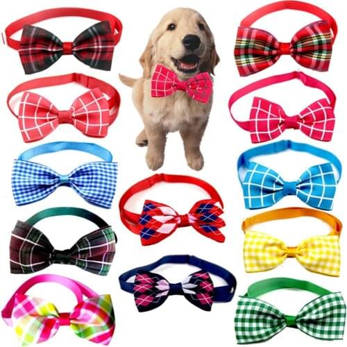 Miflame Couple Dogs Bow Tie Plaid Large Dogs Tie For Dog Accessories Greyhound Labrador Supplies Adjustable Puppy Bow Harness