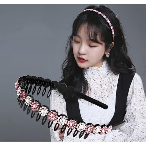 Haimiekang Retro Teeth Hairband Shiny Women Headband Hair Accessories Wide Simple Crystal Hair Hoop Head Band Girls Hairbands