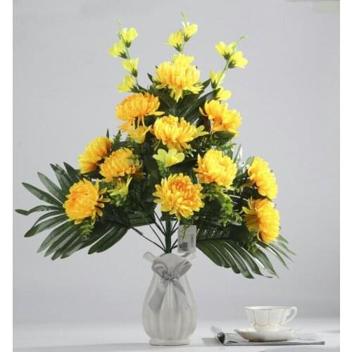 Artificial Flowers Plastic Fake Flowers White Chrysanthemum Autumn Room Table Decorative Balcony Wedding Party Event Decoration