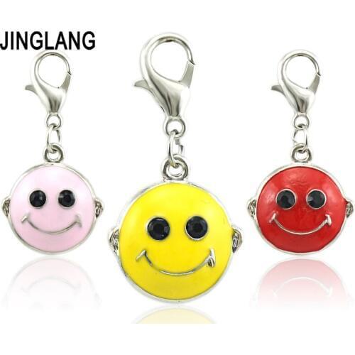 JINGLANG Color Charm Smiley face Pendants Mixed DIY Jewelry Making Crafting Accessories Wholesale 50 Pieces