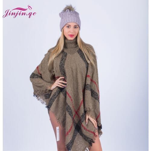 Jinjin.QC 2019 New Style winter women scarf hat knitting wool skullies beanies real hats for girls Very Warm