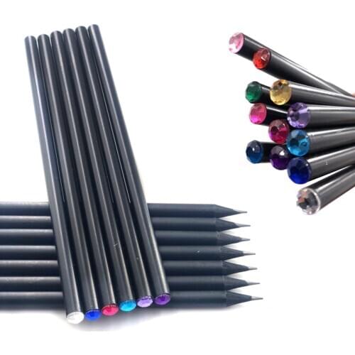14Pcs/Set Pencil Hb Diamond Color Pencil with eraser Sharpener Stationery Items Drawing Supplies Cute Pencils For School Office