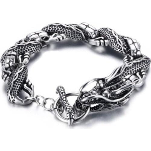 Classic Punk Style Cool Dragon Bracelet High Quality Metal Braided Chain Bracelet