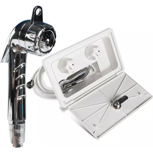 Rv Exterior Shower Box Kit With Lock And 1.5M Metal Hose Shower Head Hot Cold Switch For Marine Boat Motorhome Caravan