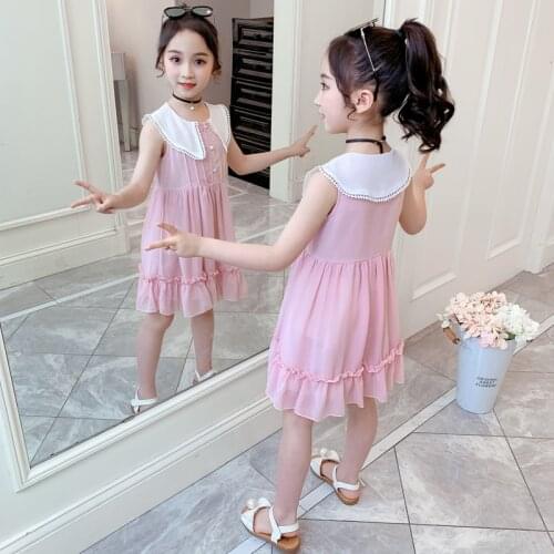 Short Cotton Summer Dress for Girls Casual Brief Cute Kids Clothes Girls Mini Childrens Dresses Kawaii Teenage Girl Clothing
