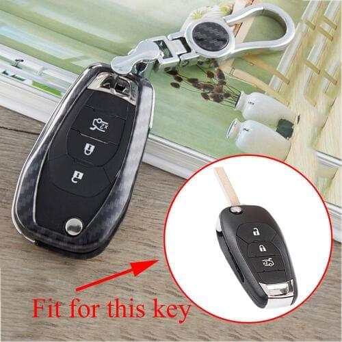 ABS 2/3/4 Buttons Key Holder Shell Case Fob Bag Cover Fit For Chevrolet Cruze 2016 2017 2018 2019 Accessories Carbon Fiber Trim