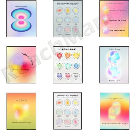 Hot-selling halo poster, beautiful art decoration, gradient color halo psychedelic ethereal wall art, spiritual art print decora