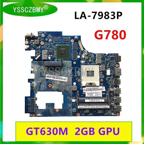 QIWG7 LA-7983P Motherboard For Lenovo G780 Notebook motherboard HM76 PGA989 DDR3 with GT630M 2GB GPU Perfect test OK