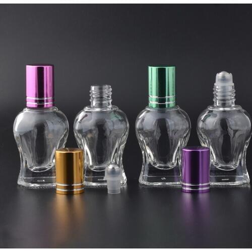 MUB-Trendy 10ml Small Glass Travel Bottle Essential Oil Parfum Women Perfume High Quality Metal Roller Ball Perfume Bottles Gift