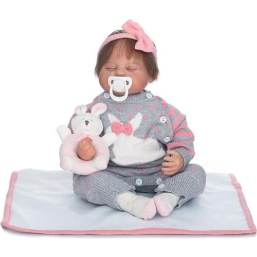 50cm Soft Cloth Body Lifelike Silicone Baby Reborn Dolls Sleeping Baby Dolls Children Playmates Best Children Gifts