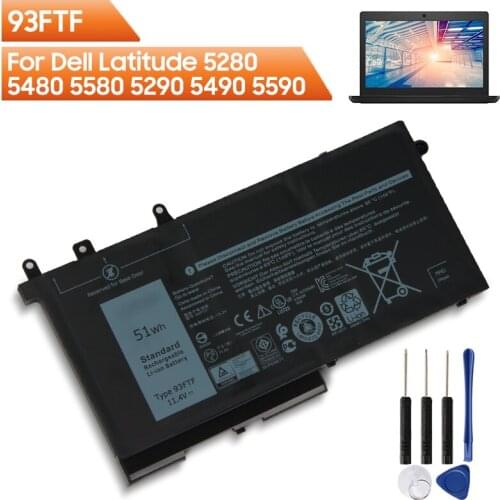 Original Replacement Laptop Battery 93FTF For Dell Latitude 5280 5480 5580 5290 5490 5590 083XPC 83XPC D4CMT 4YFVG 51wh
