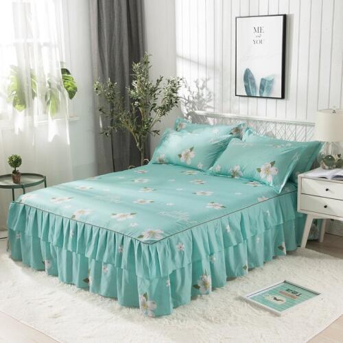 1pc Bed Skirt Bedspread Wedding Fitted Sheet Cover Soft Non-Slip King Queen Coverlet Bedspread