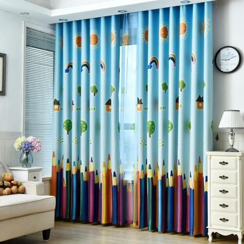 Rainbows and Pencils Children Curtains Baby Room Curtains for Living Room The Bedroom Blackout Curtains for Kids Lovely Drapes