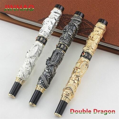 High Quality JinHao Luxury Dragon Rollerball Pen Vintage 0.7MM Nib Ink Pens for Writing Office Supplies caneta tinteiro