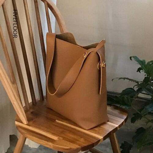 2021 New Shoulder Bags Women Bucket Large Capacity Female Handbags Pu Leather Solid Color Bags Designer Brand Purse And Bags