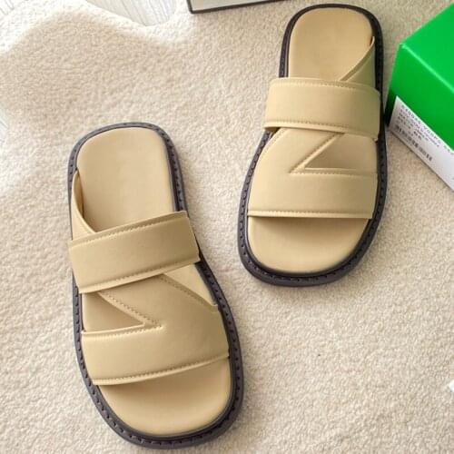 Hot Sale Womens Sandals Top Genuine Leather Womens Shoes Designer Luxury Z shape Sandals Shoes For Women Ins Fashion Sandals