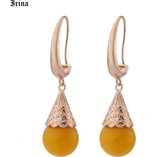 New Fashion Earring 585 Rose Gold Color Jewelry Exaggerated Luxury Beeswax Earrings Round Long Earrings For Women Gift
