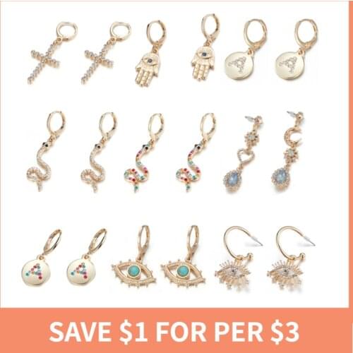 BISAER Gold Earrings For Women Evil Eyes Colorful Snake Letter A Earrings Brincos 2021 Trend Fashion Statement Jewelry Gifts