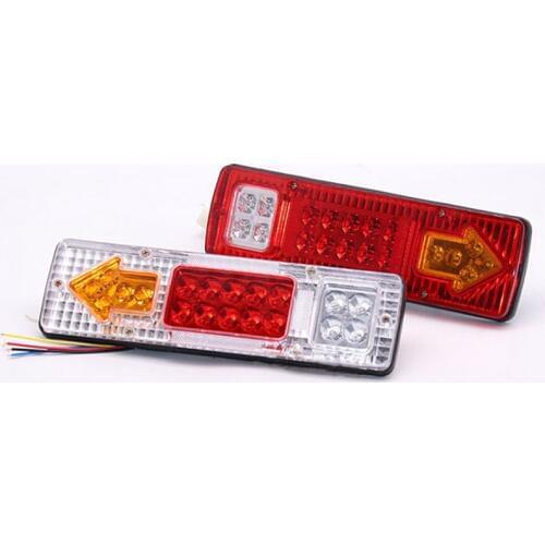 12V / 24V Waterproof Tail Light Brake Lamp Replacement Turn Signal Warning Lamp Rear Tail Indicator Light- White, Red Shell