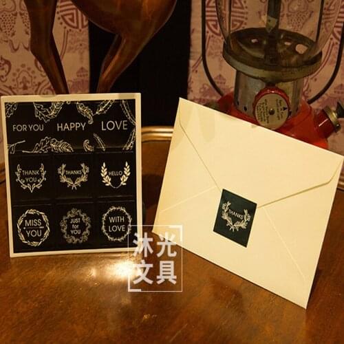 18pcs/lot Greetings 9 Style Envelope Kraft Paper Sealing Creative DIY Decorative Sticker Craft Stickers Scrapbooking Papeleria