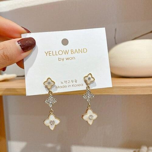 2021 New Net Red Personality Simple Flower Long Tassel Drop Earring Fashion Women Party Gold Plated AAA Zircon Earring Jewelry