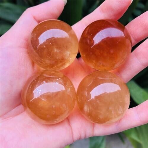 40MM Natural Citrine Calcite Quartz Crystal Sphere Ball Healing Gemston 4pcs