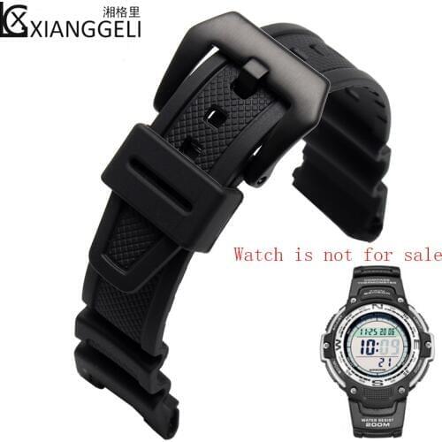 Watch accessories for Casio CASIO SGW-100-1V black silicone rubber mens outdoor sports waterproof watch band
