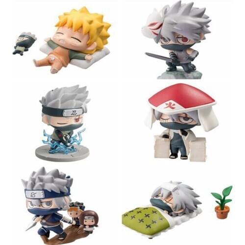6pcs/Set Anime Naruto Figures Collectible Hatake Kakashi Uzumaki PVC Action Figure Statue Cartoon Ninja Toys for Children