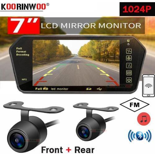 Koorinwoo AHD CCD Video Player 7" Car Monitor Mirror Bluetooth MP5 FM Phone Car Rear view camera Front camera Form Car Detector