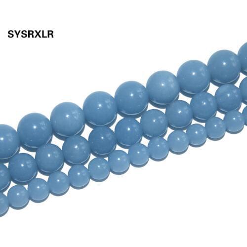 Free Shipping 100% Natural Stone Blue Angelite Round Beads For Jewelry Making 6/8/10 MM DIY Bracelet Necklace Material Strand