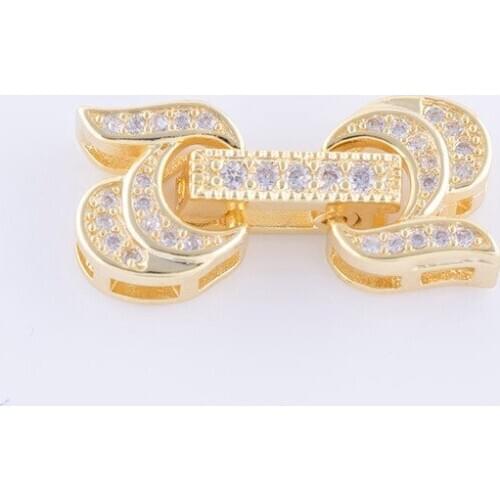 DIY Jewelry Findings High Quality Copper CZ Rhinestone Fold Over Clasps For DIY Pearls Beaded Bracelet Necklace Accessories Part