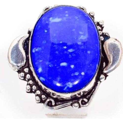 Lapis Lazuli Ring Silver Overlay over Copper, USA Size 7.5., R5787