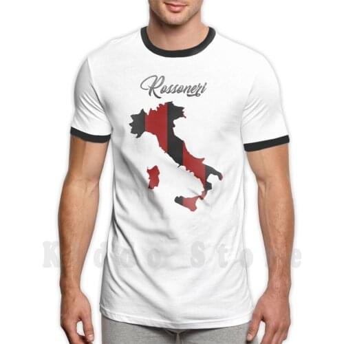 Red And Black Italy Rossoneri T Shirt DIY Big Size 100% Cotton Italy Italia Red Rossoneri Devil Il Diavolo Calcio Football
