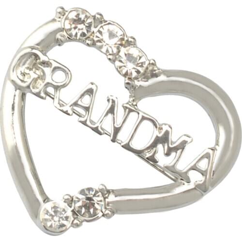 Crystal Rhinestone GRANDMA Love Heart Shaped Brooch Pin Mothers Day Fashion Jewelry