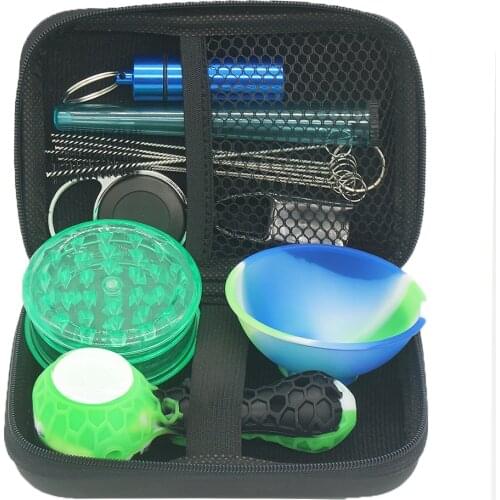 1Set Smoking Pipe Grinder With Silicone Bowl Lighter Leash Rolling Paper Tube Storage Box Tobacco Smoke Cigarette Accessories